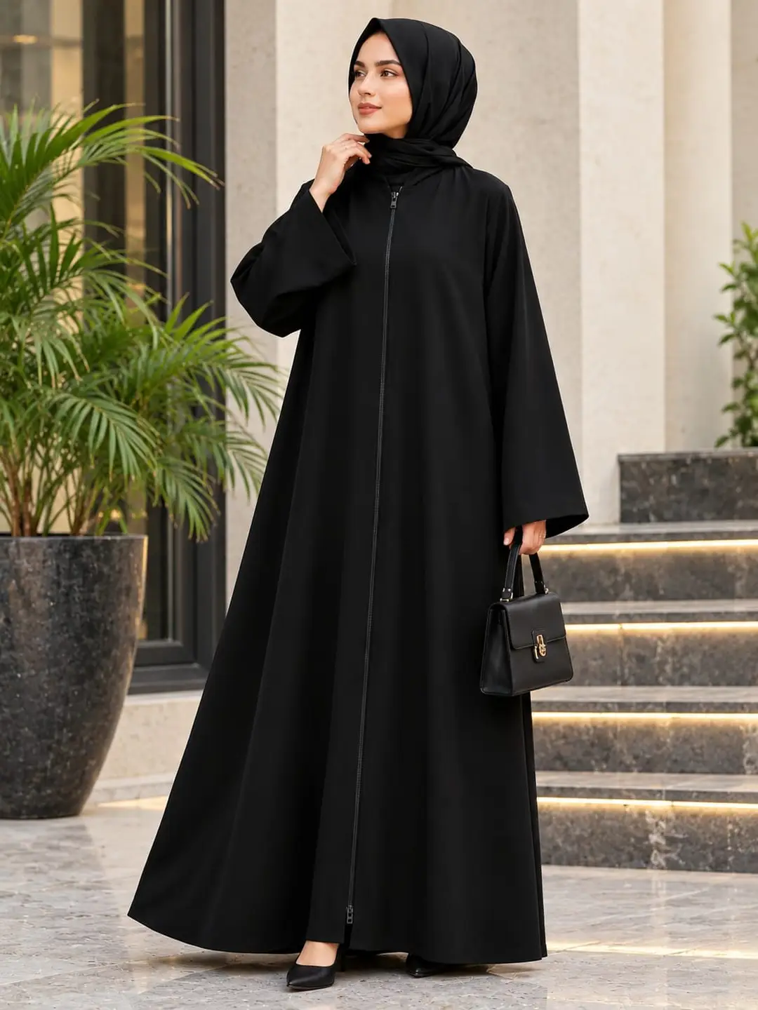 Black Embroidered Nidha Abaya #1 Best Price Pakistan - Image 4