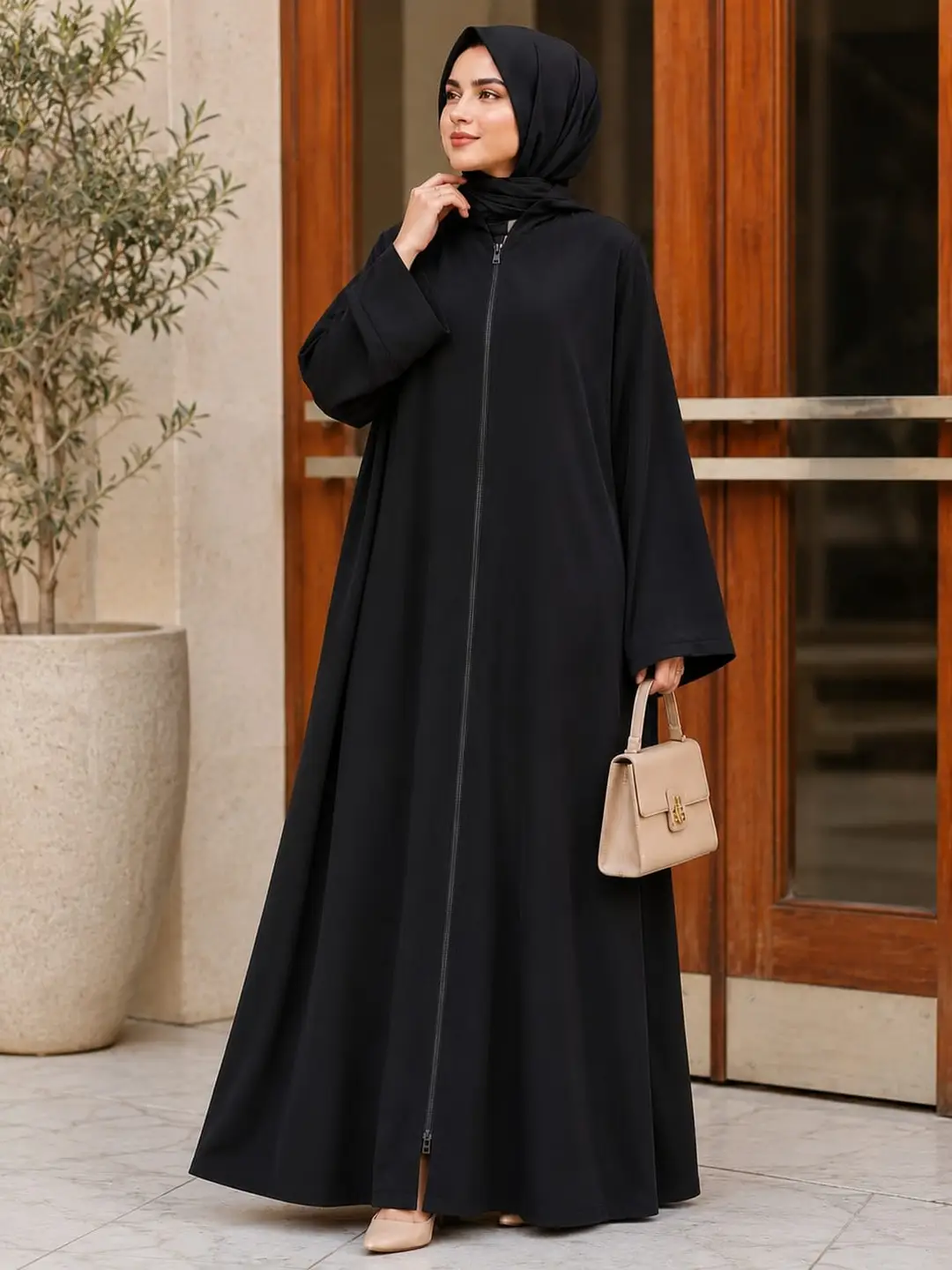 Black Embroidered Nidha Abaya #1 Best Price Pakistan - Image 6