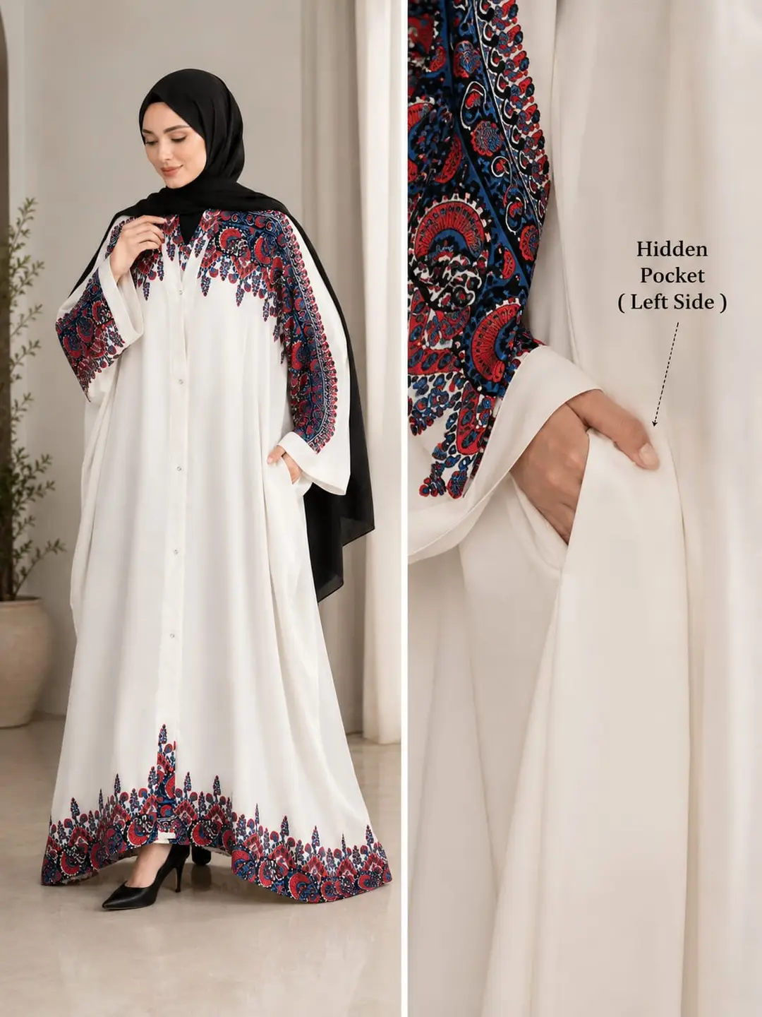 Georgette Printed Classic Abaya #1 Best Price Pakistan - Image 2