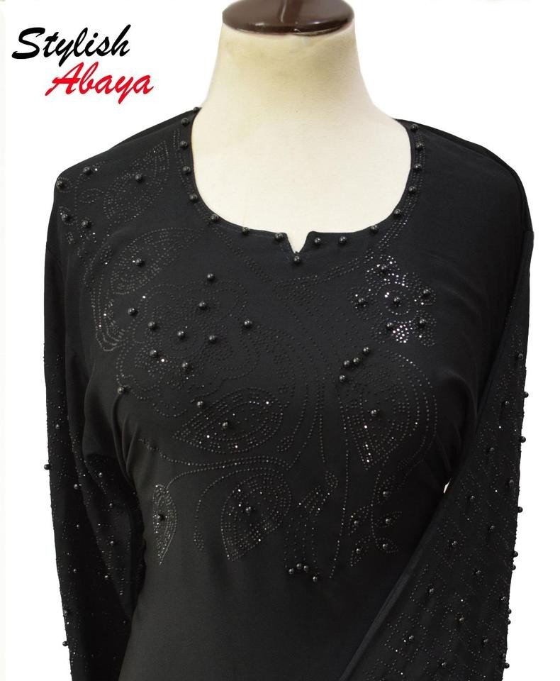 Black Embroidered Nidha Abaya #1 Best Price Pakistan - Image 2