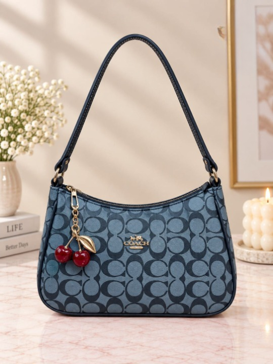 Coach Cherry Curved Shoulder Bag #1 Designer Beige PK - Image 5