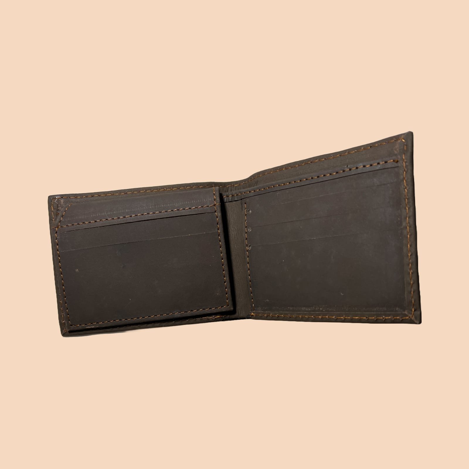 Cow Leather Plain Men Short Wallet #1 Brown Bifold PK - Image 2